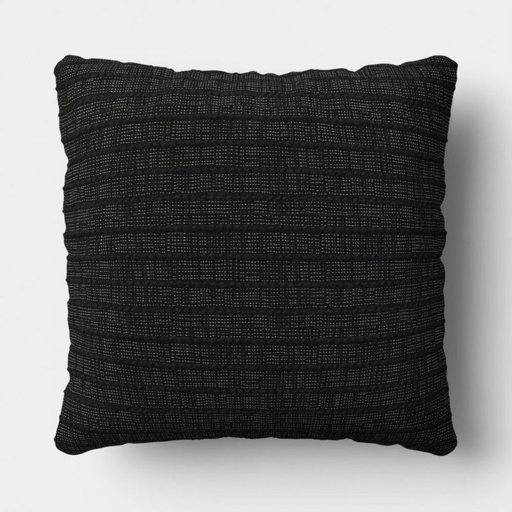 Threshold - 18"x18" Solid Textural Woven Pillow Black - Threshold™